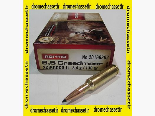 Boite de 20 cartouches Norma , cal 6,5 CreedMoor Swift Scirocco , 130 grains