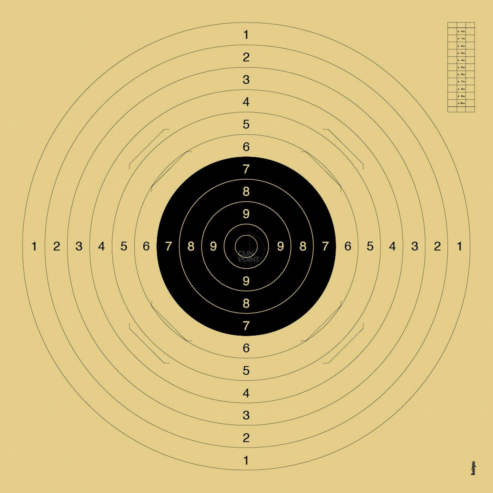 Pistolen-/ Kleinkaliberschijf 55 x 52 cm met insteekslot