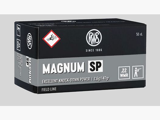 RWS rimfire cartridge cal. .22 Mag TM SP 40grs