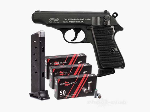 Walther PP Schreckschusspistole 9mm P.A.K. im Platzpatronen Set