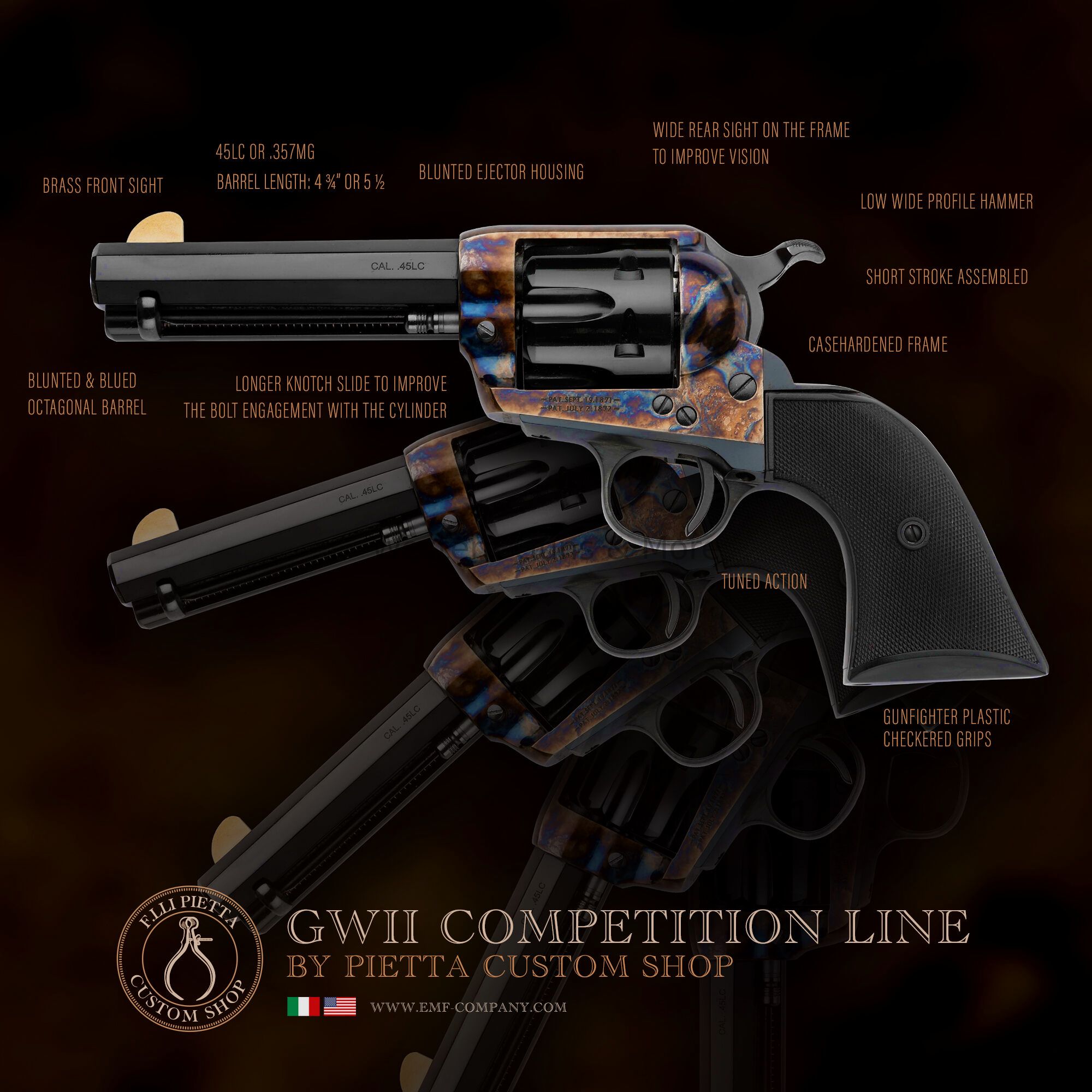 Pietta 1873 SA COMPETITION LINE GWII (Great Western II) KAL. 357MAG. SHORT STROKE