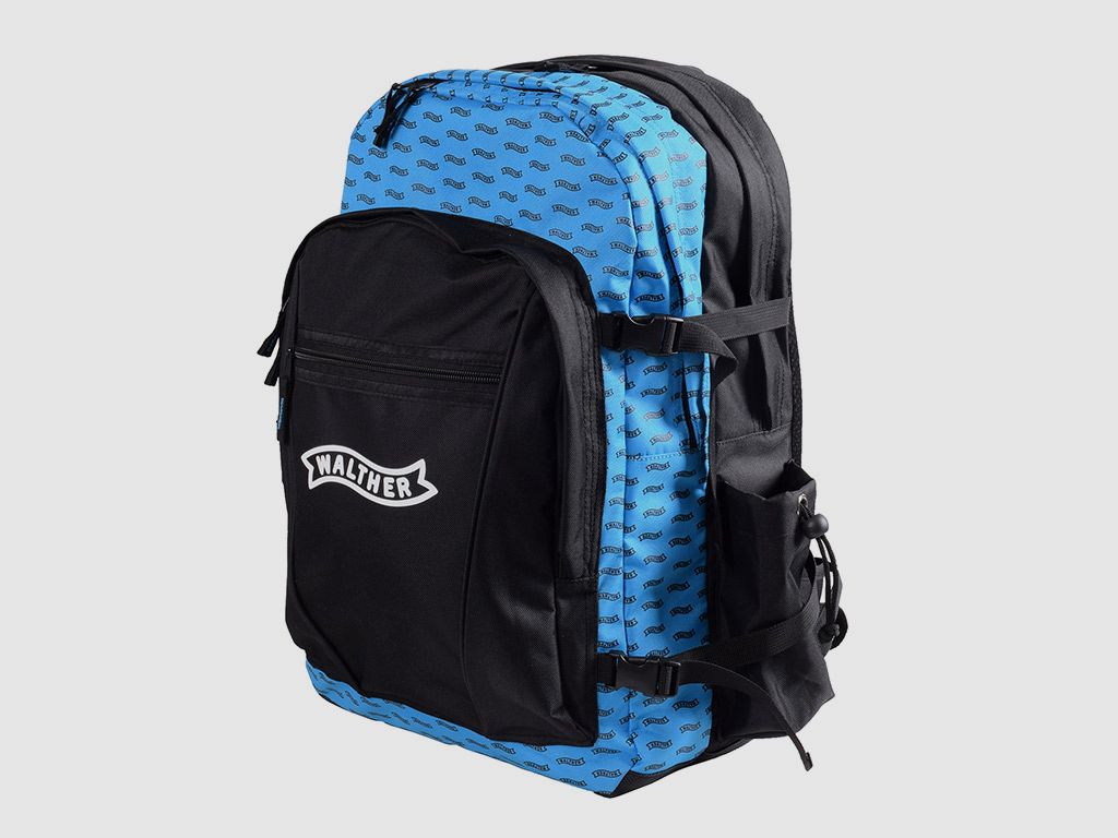 Rucksack Walther BigBag 49 x 29 cm blau schwarz mit Walter Logo fĂĽr Luftpistolen LP300 LP400 LP500 viele Taschen