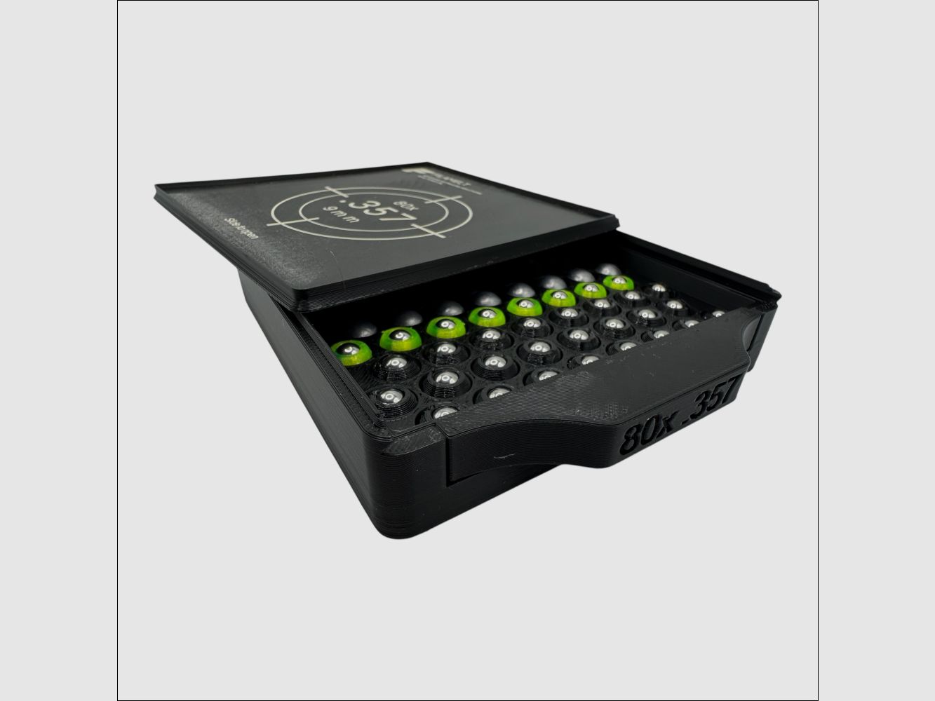 Diabolo-Box für 80x .357 / 9 mm – Praktisch, stapelbar, wiederverwendbar. Matchbox