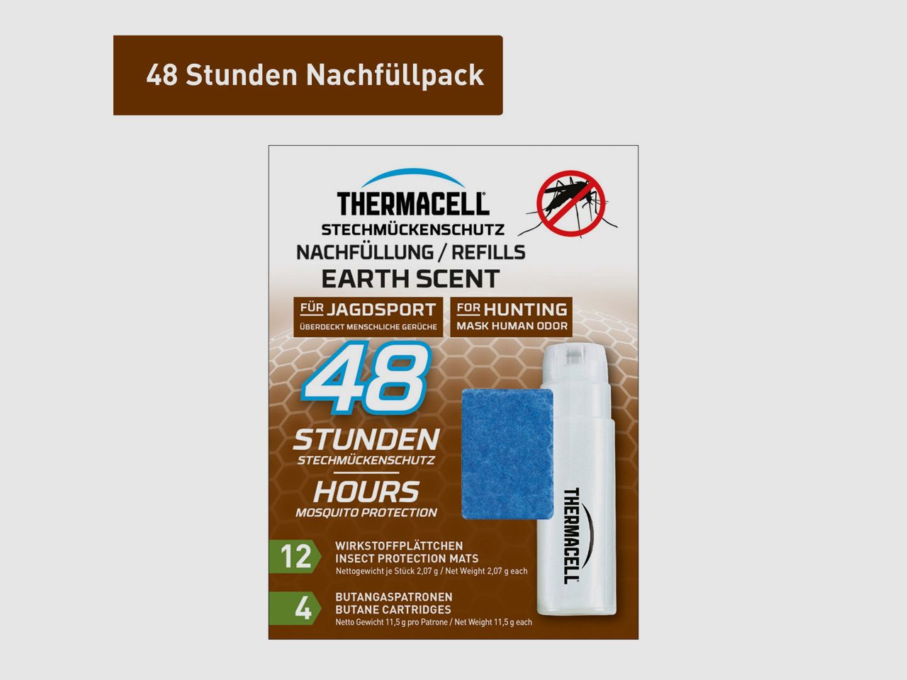 MĂĽckenabwehr 48 Stunden NachfĂĽllpack Jagd Thermacell E-4 Earth Scent wirksamer MĂĽckenschutz 20 qm Schutzzone