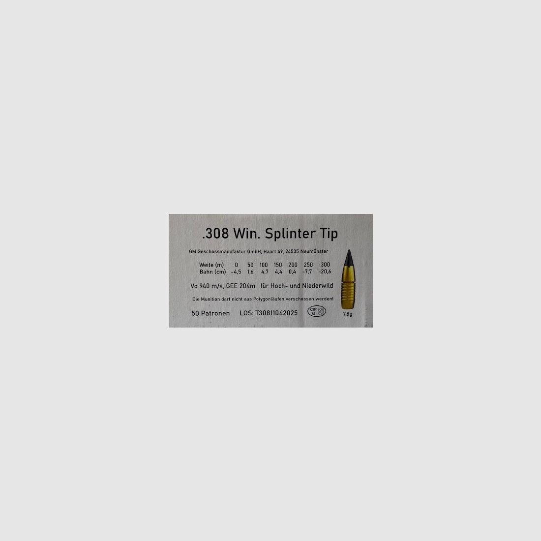 Geschoss Manufaktur Splinter Tip .308 Win. 