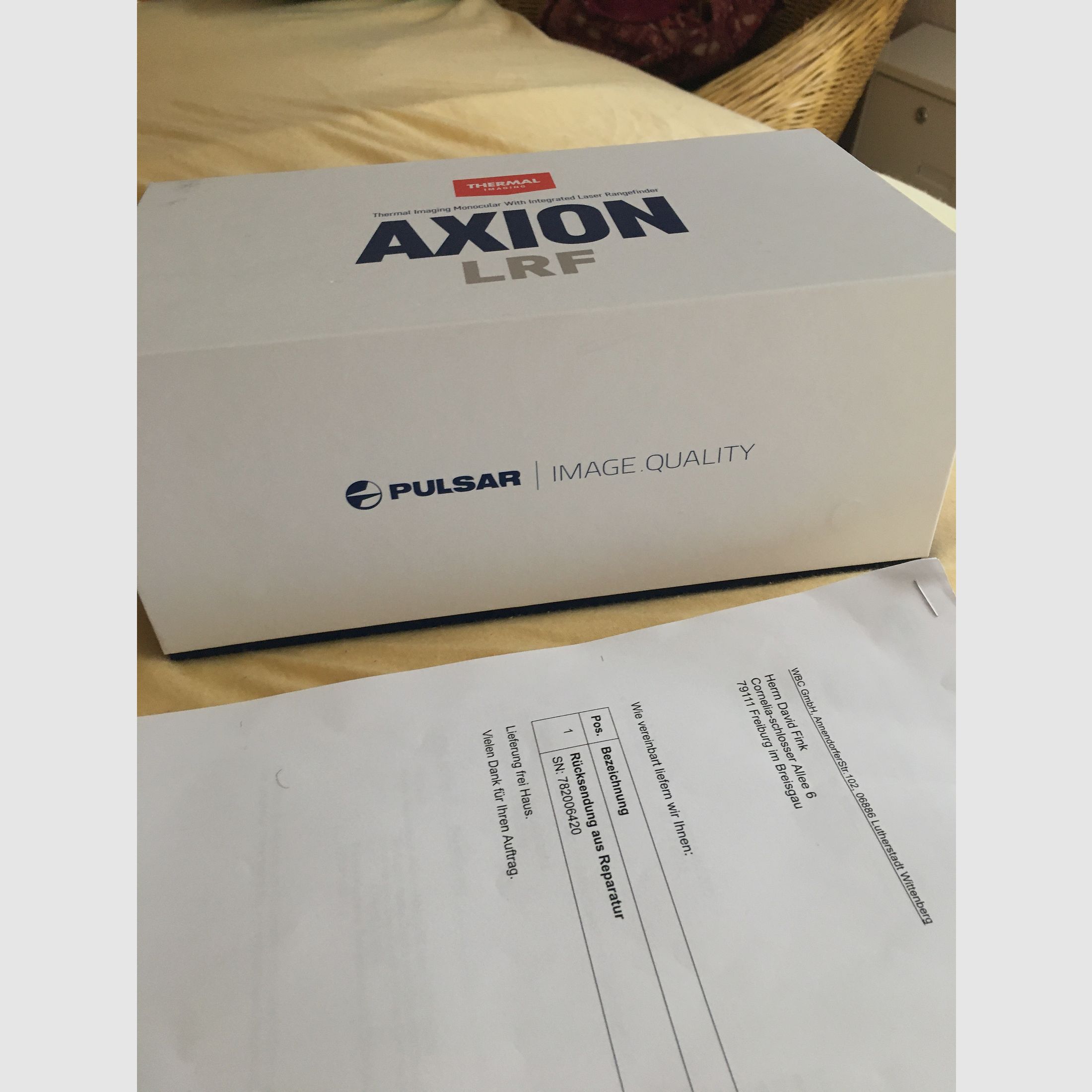 Pulsar: Axion LRF xq38 mit Jagdsportwärmebildgerät mit Entfernungsmesser // Im trockenen Schrank gelagert, noch nicht gebraucht, '25 vom Hersteller generalüberholt und geprüft