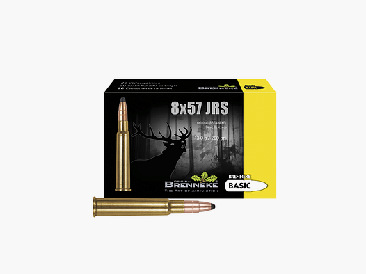 Gewehrpatrone mit BASIC / SOFT-POINT -Geschoss – 8 x 57 IRS, Orig. BRENNEKE Basic 13,0 g VE20