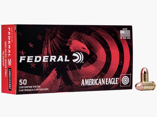 Federal American Eagle .380 ACP 95GR FMJ 50 cartridges