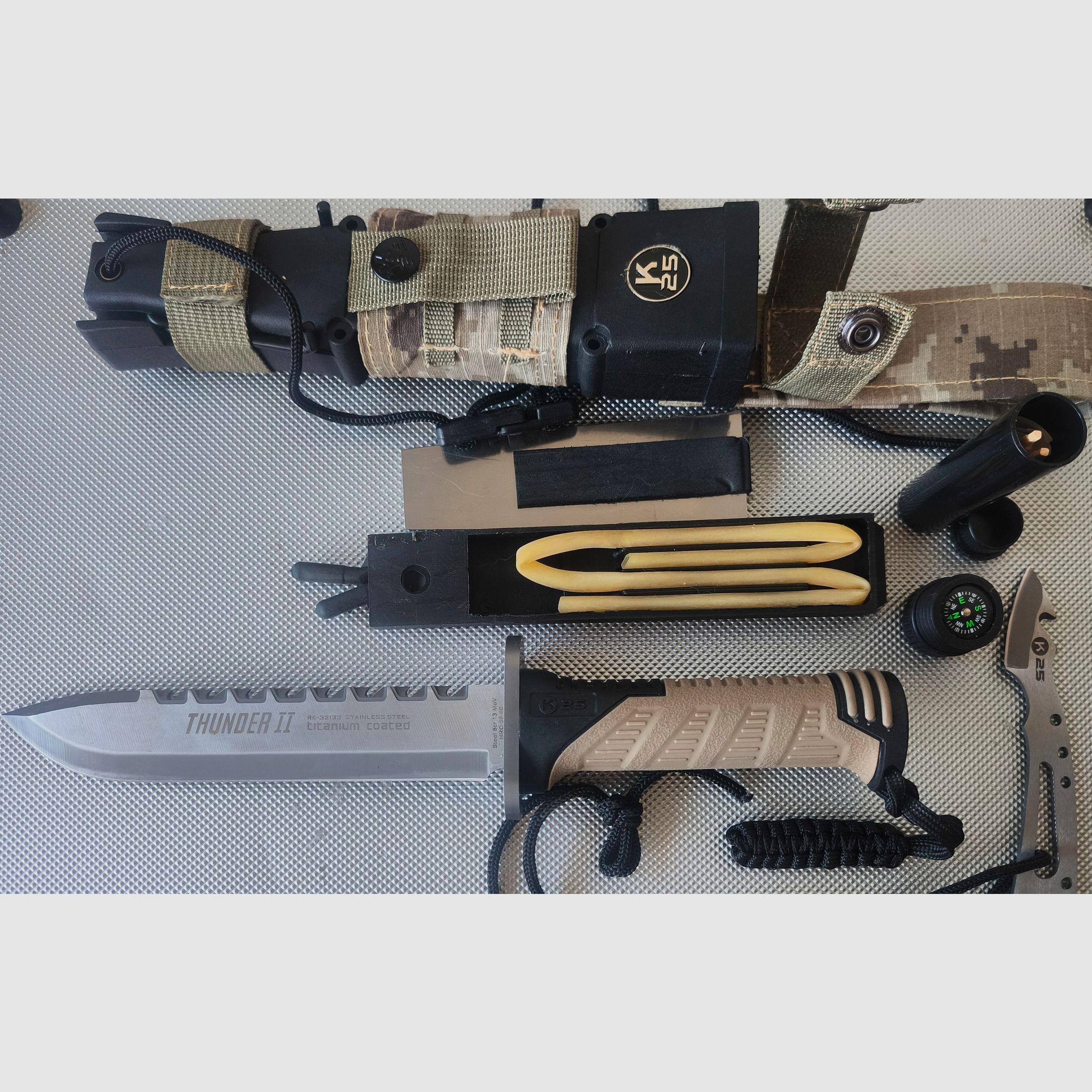 ⚠️ Achtung Sammlungs Auflösung!! K25-Thunder 2 Tactical Survival Outdoor Messer, Unbenutzt & Kratzer Frei mit Scheide &  Zubehör, ⚠️ Achtung Versandkosten Frei!! 