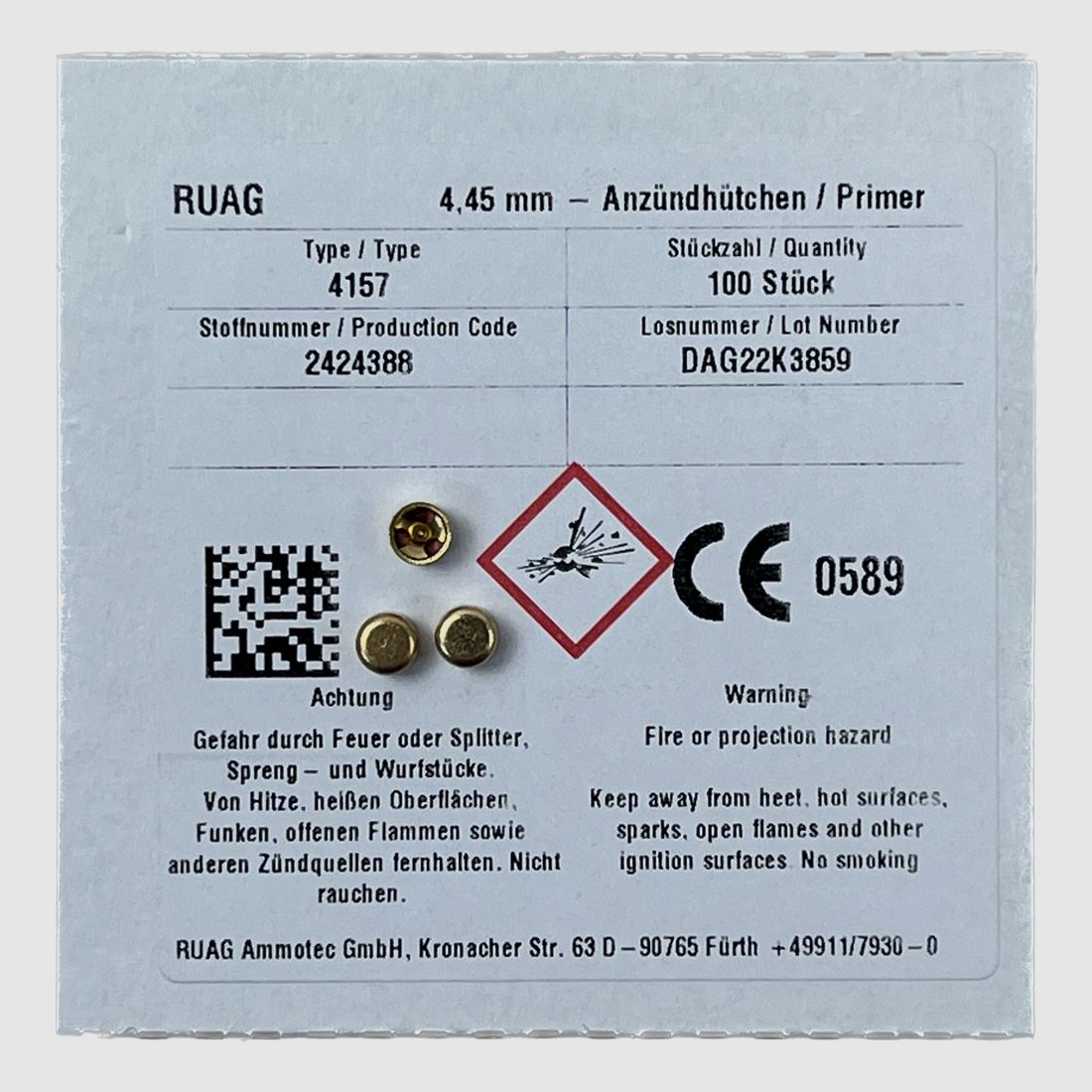 RWS primers Small Rifle 4157 4.45mm