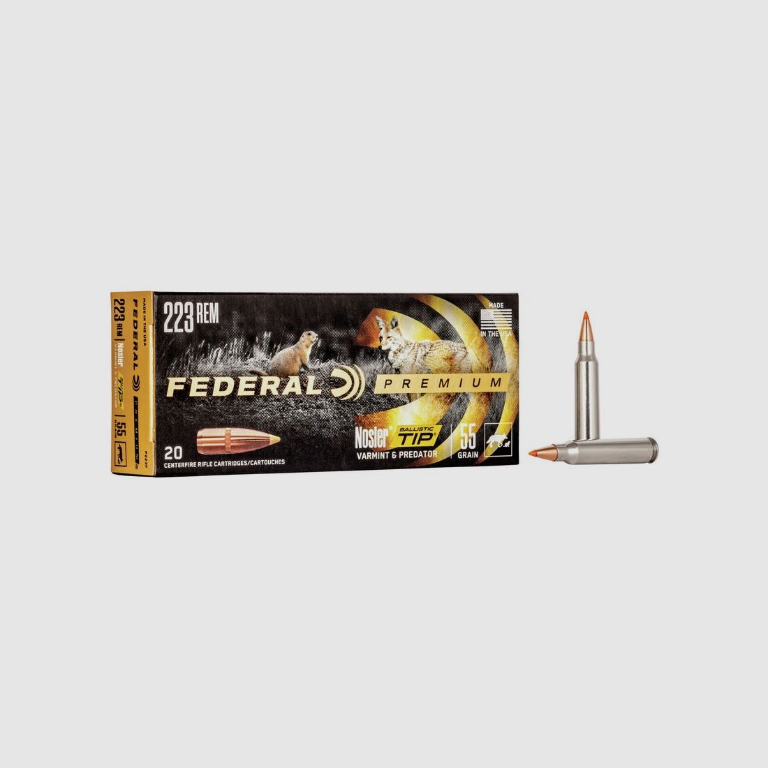 FED P223F .223 REM 55GR NOSLER BALLISTIC TIP VITAL-SHOK 20/2