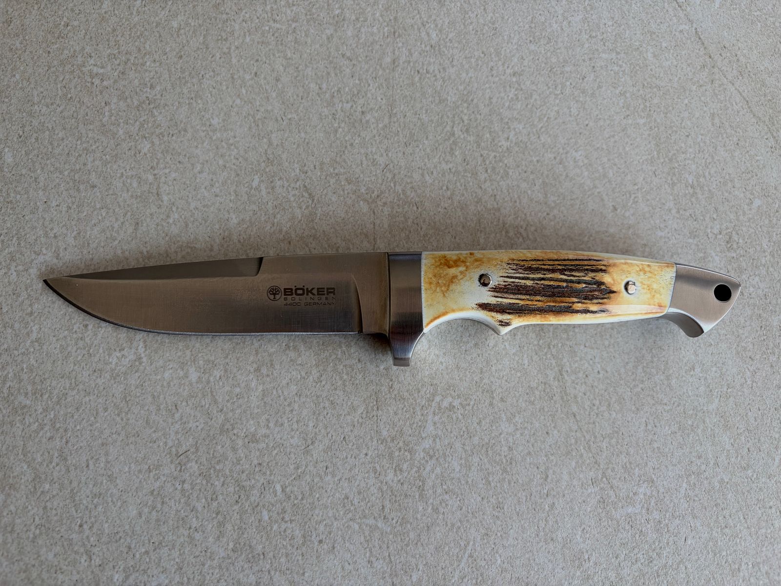 Böker hunting knife stag horn | like new | original packaging | leather sheath | Made in Germany