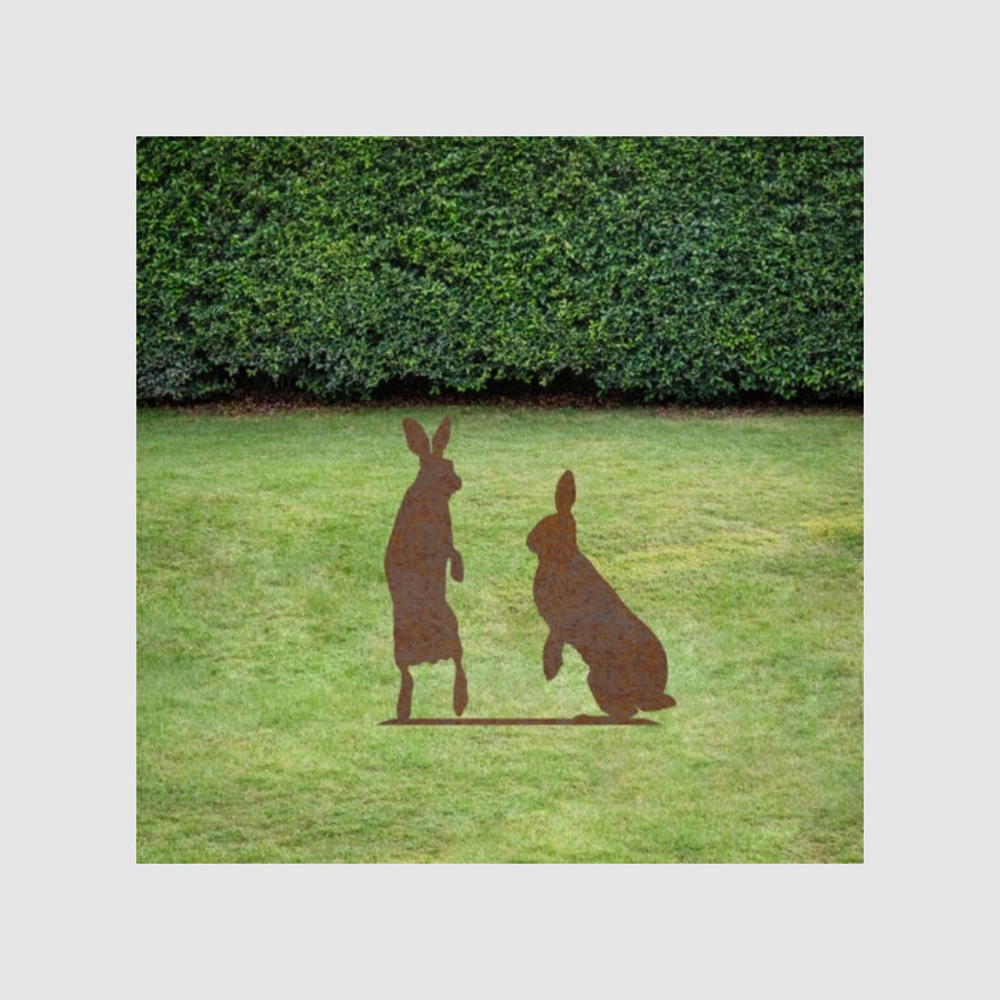 Decorative garden stake rabbit pair