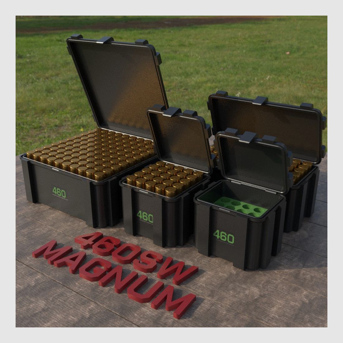 Filamelt Munitionsbox / .460 S&W Magnum / ‘Klappdeckel’ / Patronenbox, Ammo Box