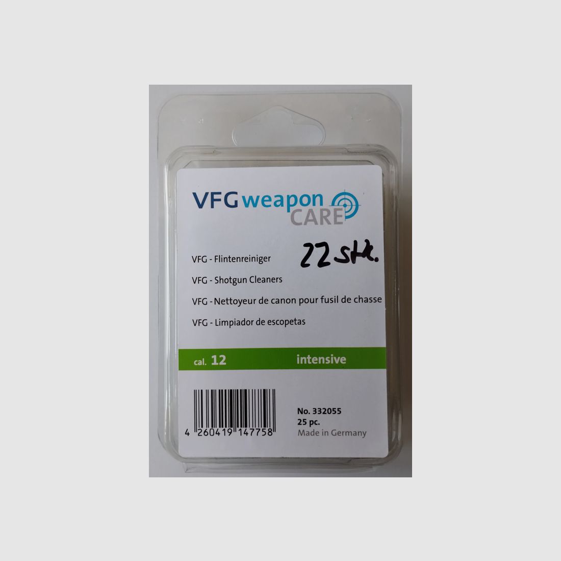 Shotgunreinigingsset Pufferpatronen Kal. 12: Viltreiniger / Shotgunreiniger comfort / intensief, Messingborstels, Wolwisser