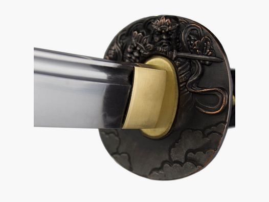 DerShogun Dämonen Katana Samuraischwert mit Honsanmai Klinge und Katate Maki