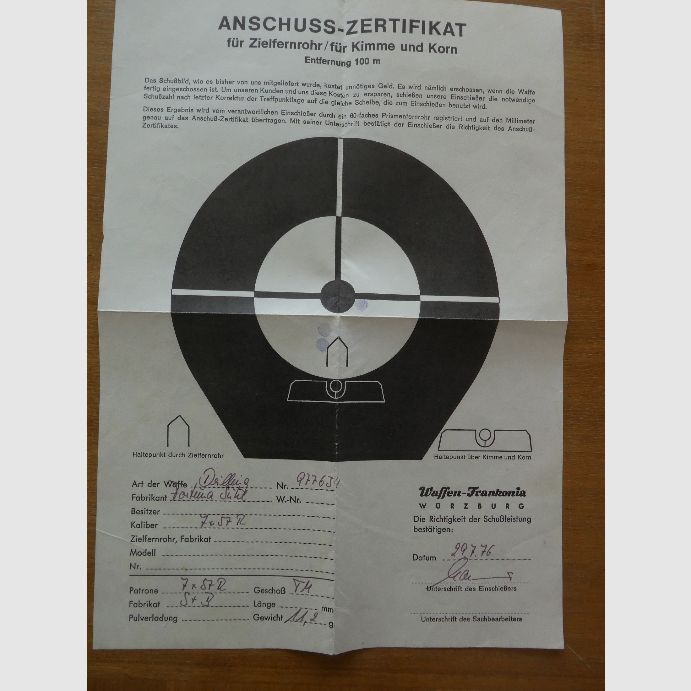 Suhler Drilling Mod 32 im Kaliber 16/70 und 7x57R, Q1 gestempelt