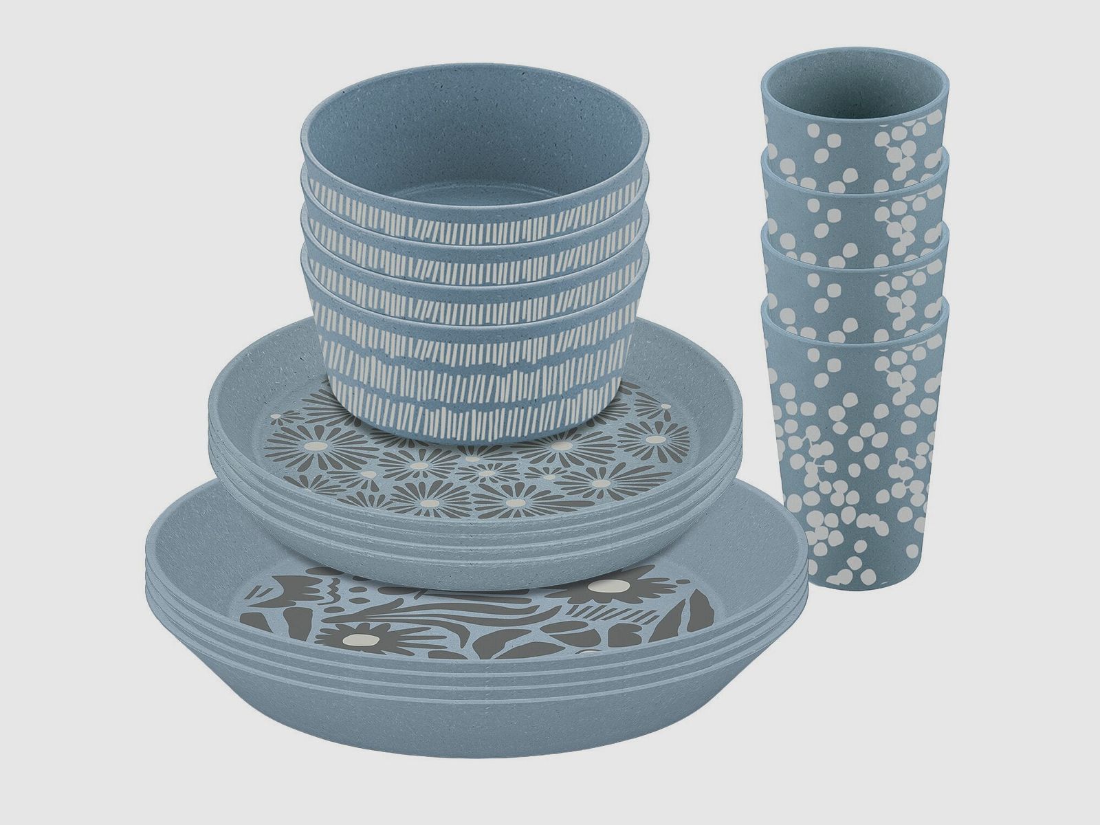 Set di piatti Blomster Natura 16 pezzi verde, immagine 3 di 4
