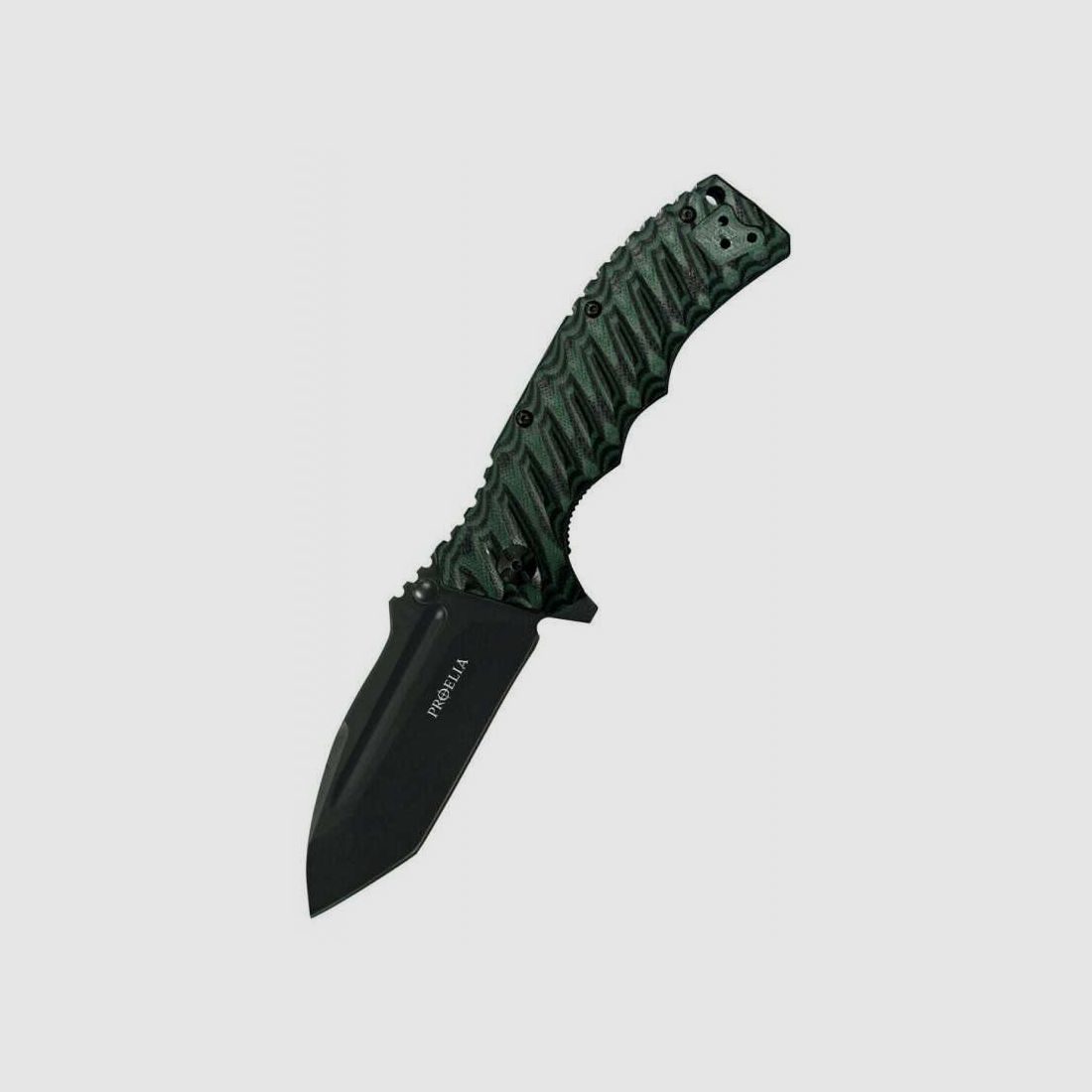 Defcon Proelia Tanto Taschenmesser, matt-schwarze Klinge, grün-schwarzer Griff