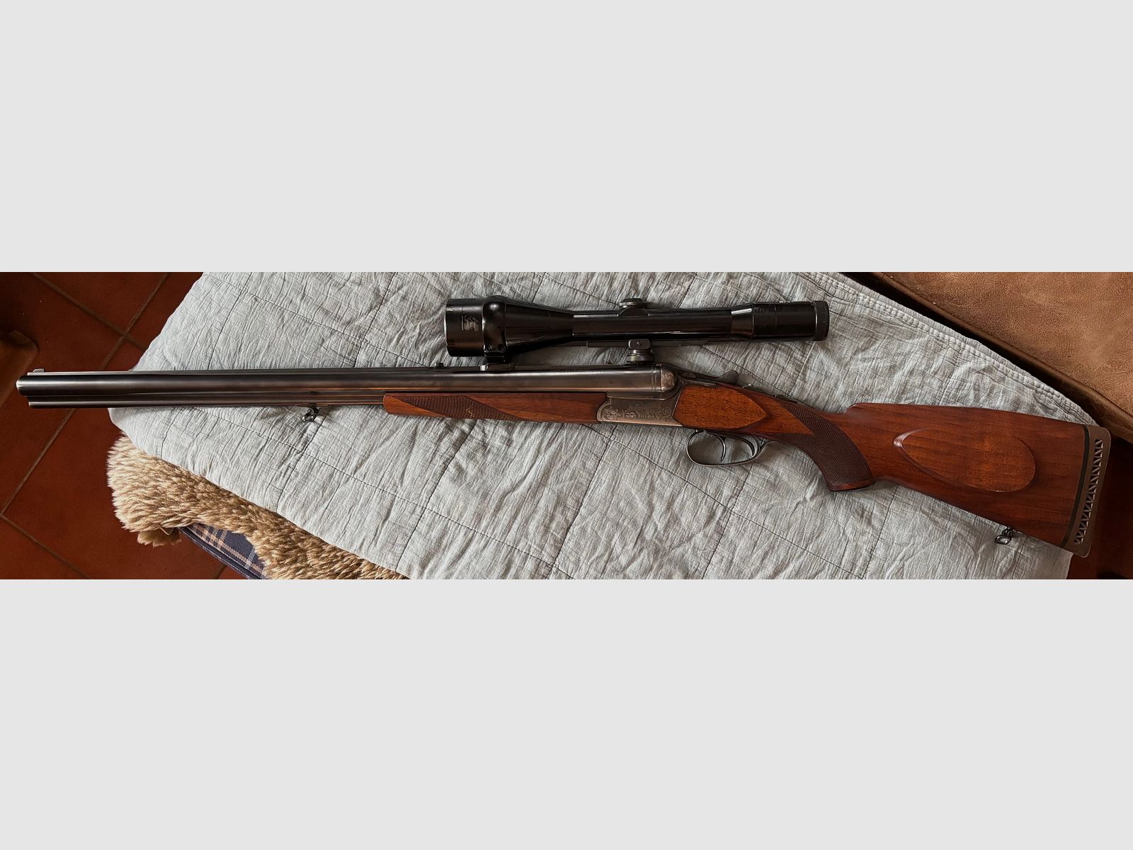 Merkel Drilling mit moderner ZF-Montage und LL-EL im Rehwildkaliber