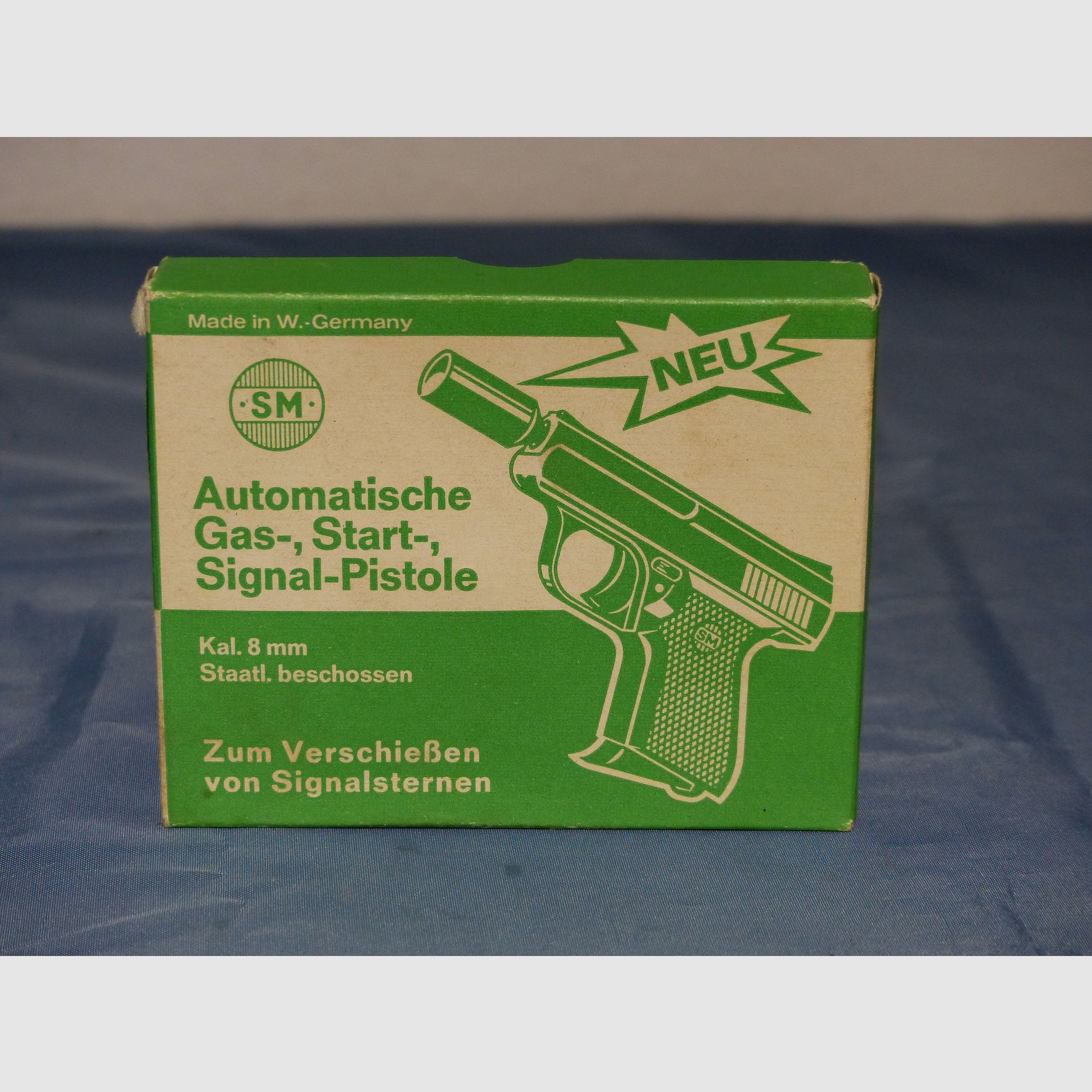 Schreckschuss Gas Pistole Rhöner SM Mod. 15 Cal. 8 mm Knall PTB 83 aus 1975 OVP vintage