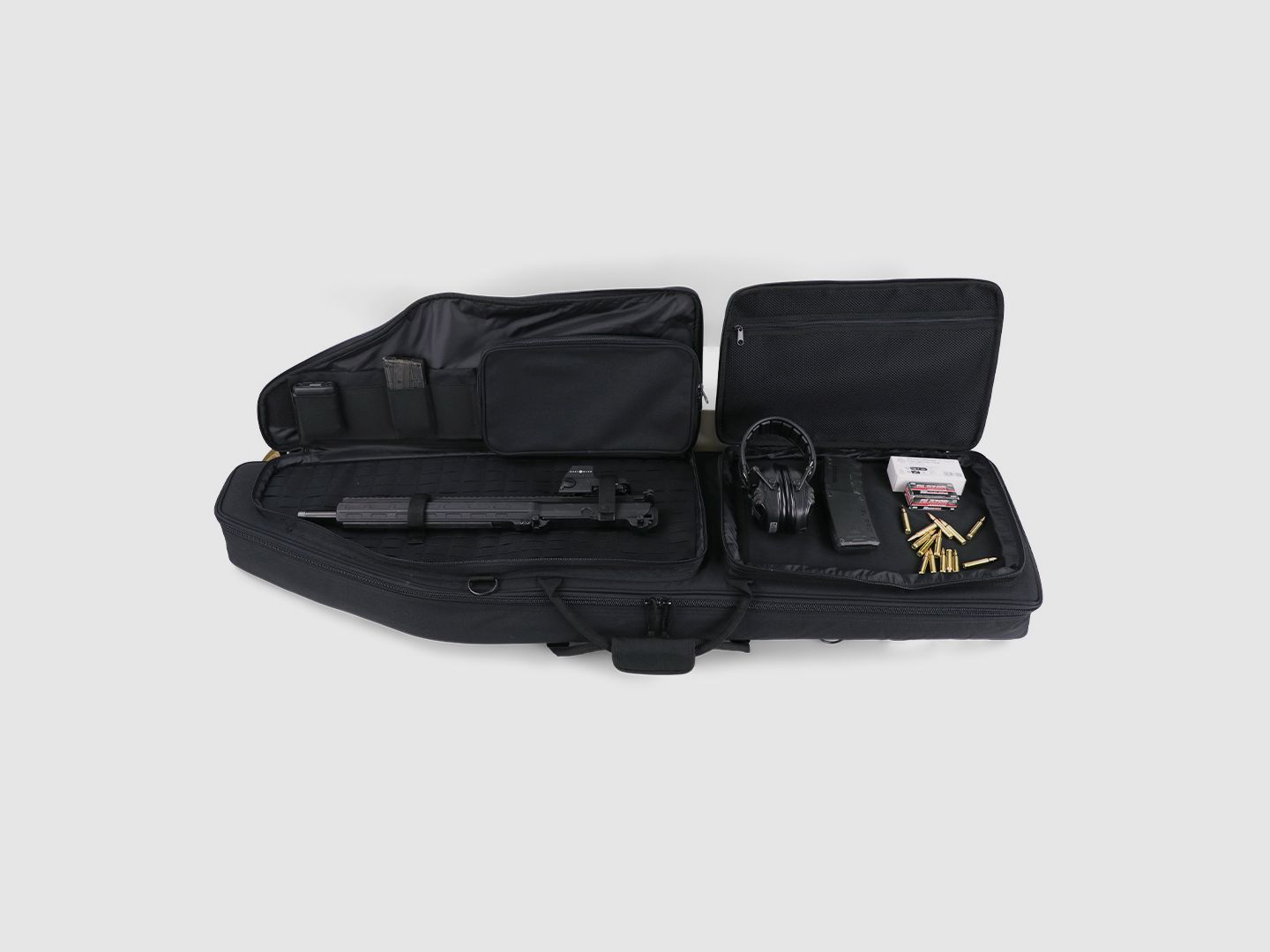 Housse d'arme d'hiver Olympic 130 cm – Laser-Cut MOLLE, Shockcord, système de transport de sac à dos, nylon 1000D (nuit)