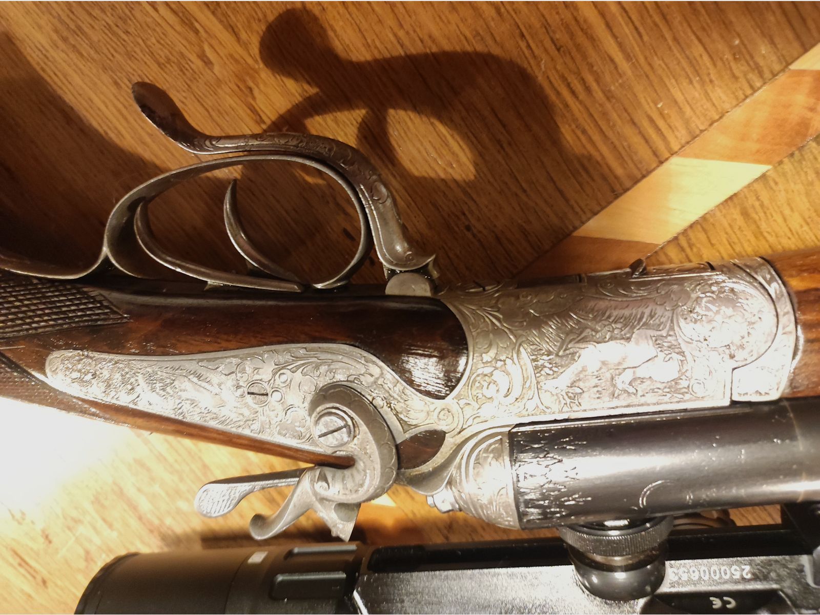 Neuwertiger Ferlacher Drilling 5,6x50R Mag 16/70 Hahndrilling Rouxverschluss kein Krieghoff Blaser Merkel Nimrod Suhl Simson Collath