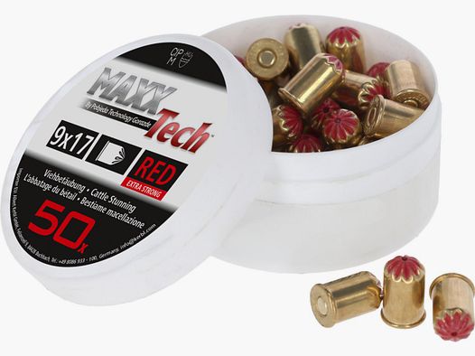 MAXXTech Cartouches d'étourdissement pour animaux Cal. 9x17 rouge 50 pcs.