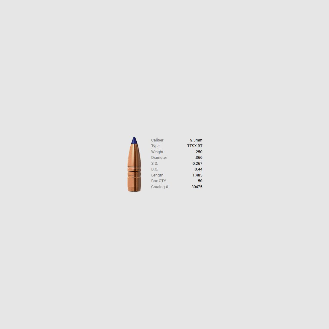 Barnes Geschoss 9,3mm/.366 250GR Tipped TSX Spitzer BT 50 Stück