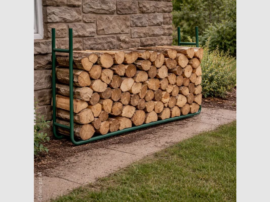 Range bûche métallique 120x90x20 cm - Support bois de chauffage, image 8 sur 10