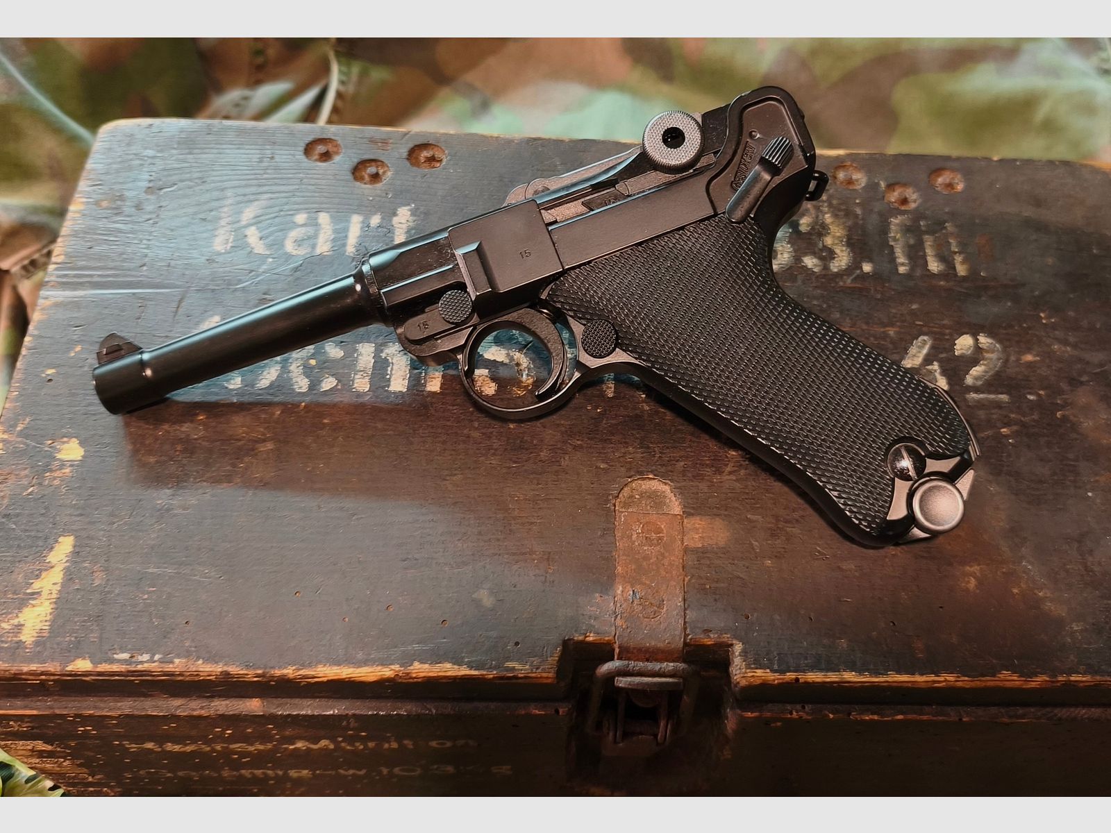 P08 Airsoft Vollmetall GBB 6mm BB noir - Version 4 pouces