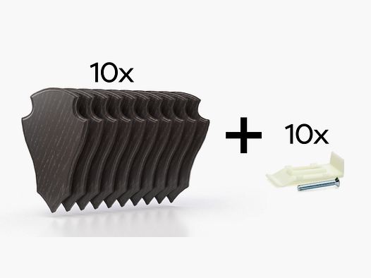 10 x scudo trofeo per capriolo 19x12cm scuro (rovere 2)