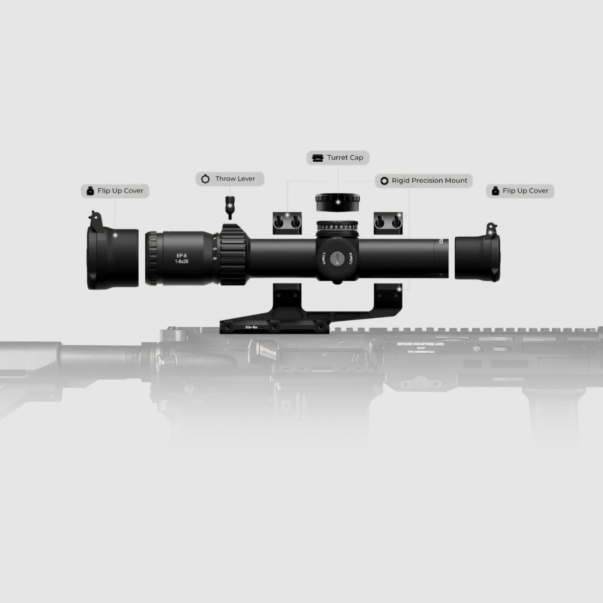 Arken – LPVO riflescope EP8 1-8x28 KLGRID MIL with mount, image 9 of 11