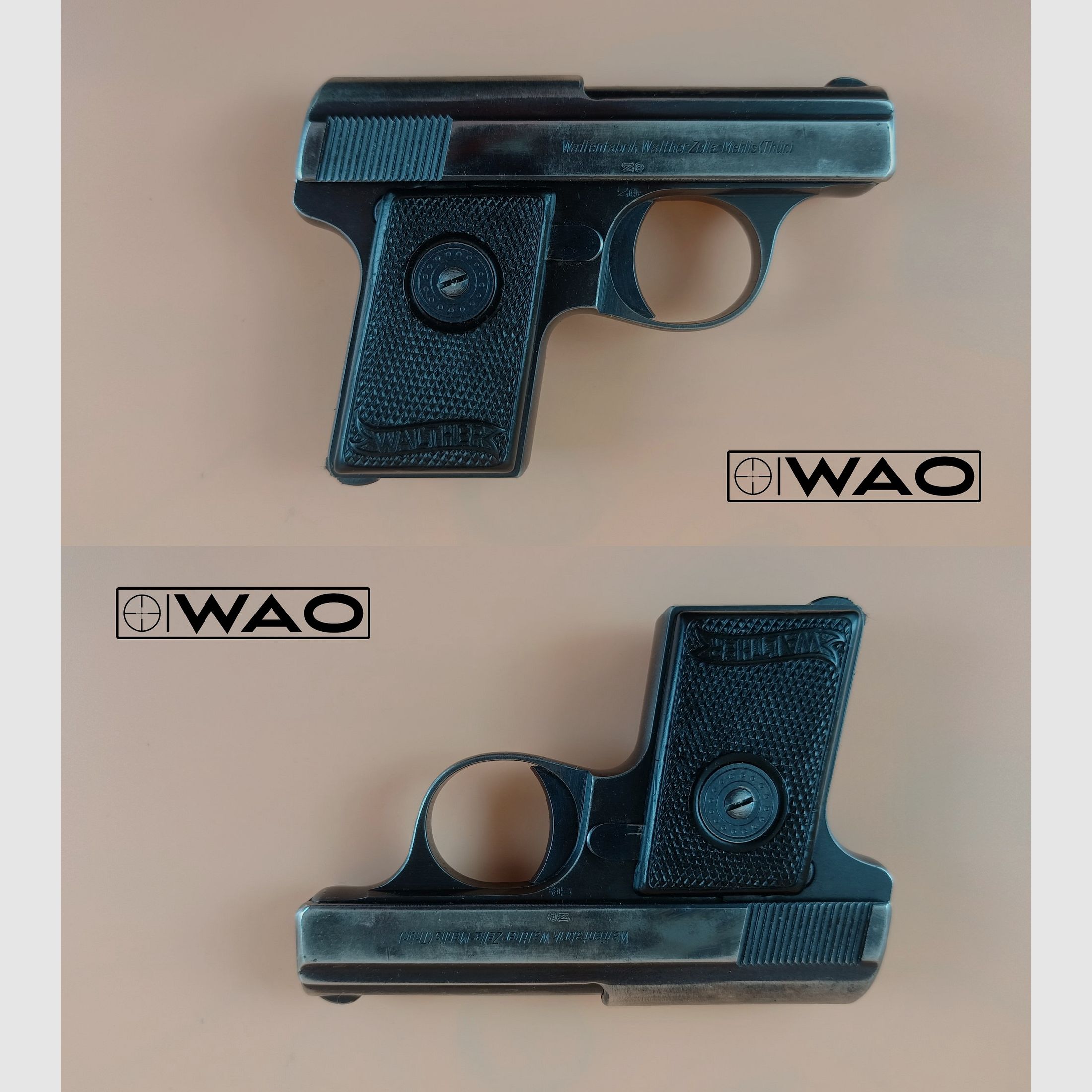 Walther modèle 9, Mod. 9, Type II, Zella-Mehlis, cal. 6,35 mm Browning *avec étui*