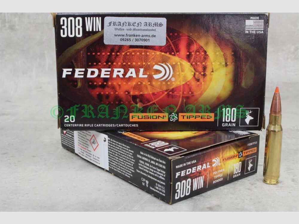Fédération Fusion Tipped .308 Win. 180gr. 11,7g 20 pièces Fusion Tipped