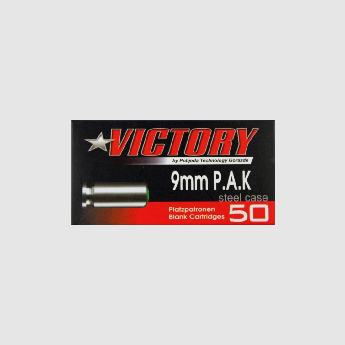 Pobjeda Technology Victory Platzpatronen Kal. 9 mm P.A.K. Platzpatronen - 50 Stück