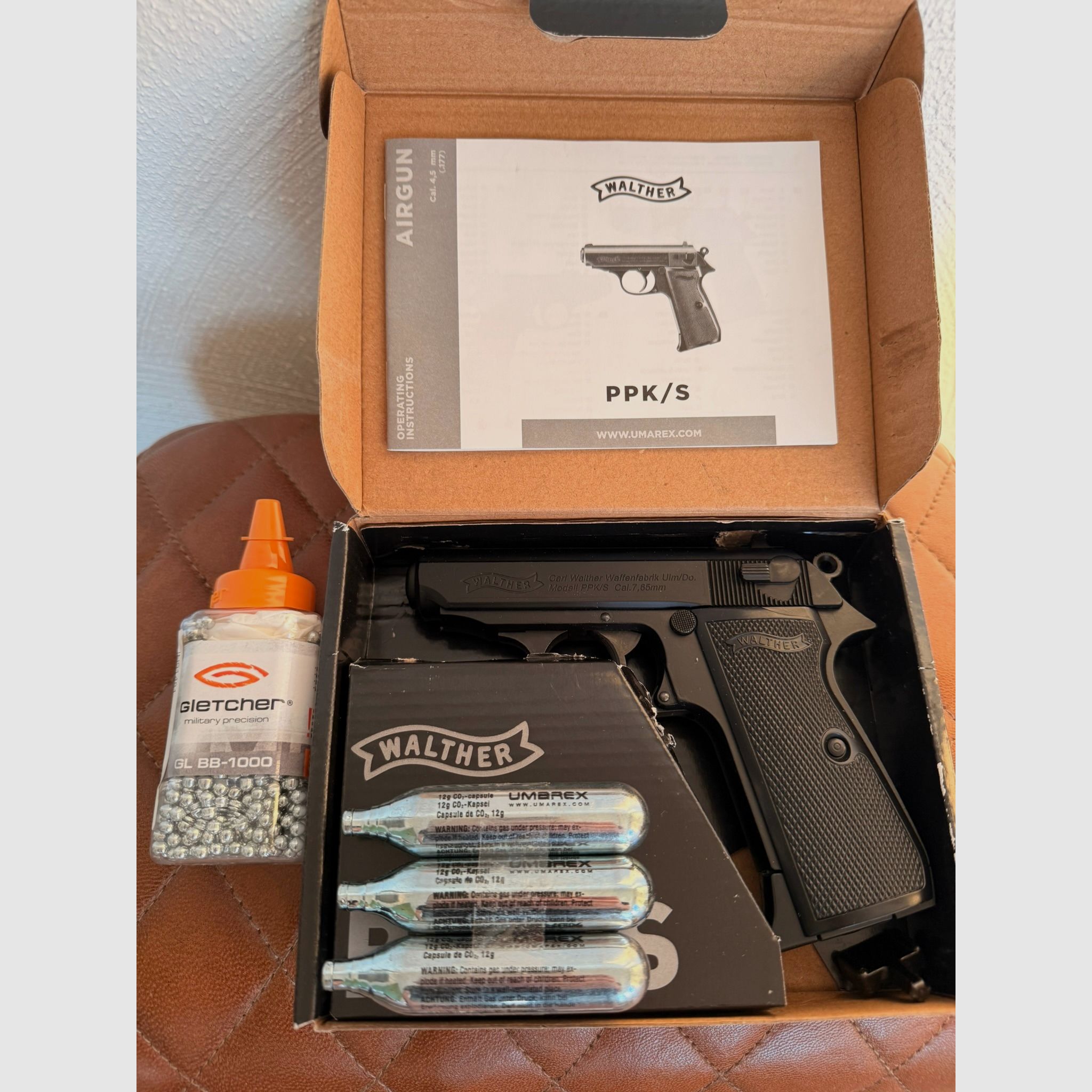 Walther PPK/S Co2-Pistole Blow Back Kaliber 4,5 mm Stahl BB