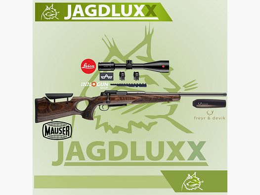 Zestaw Mauser 25 Max z Leica Amplus 6 2,5-15x56i i tłumikiem freyr&devik