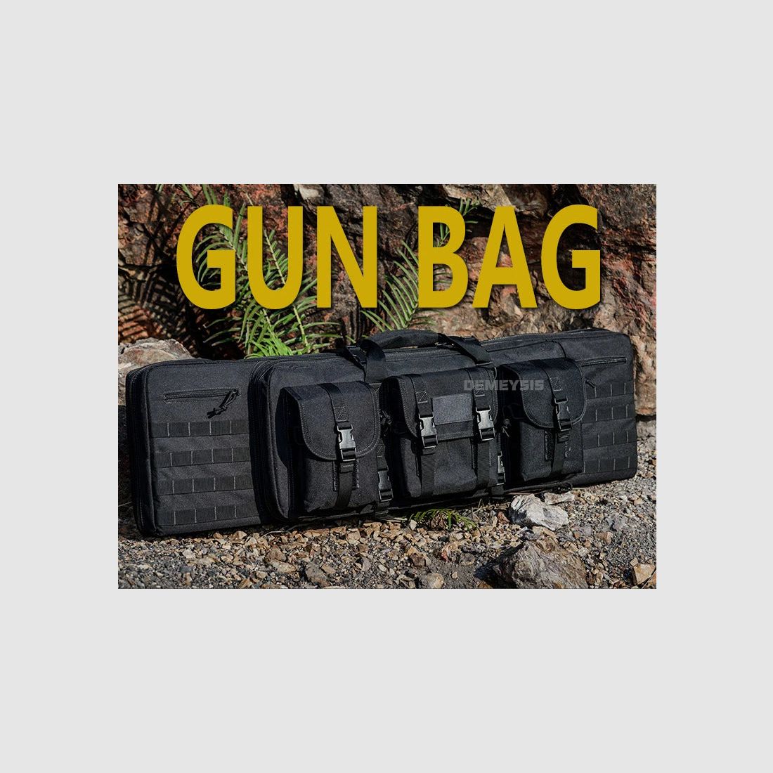 Custodia tattica MOLLE per 2 fucili – 600D Oxford – Zaino e borsa – 95 cm / 116 cm – Airsoft, caccia, tiro sportivo