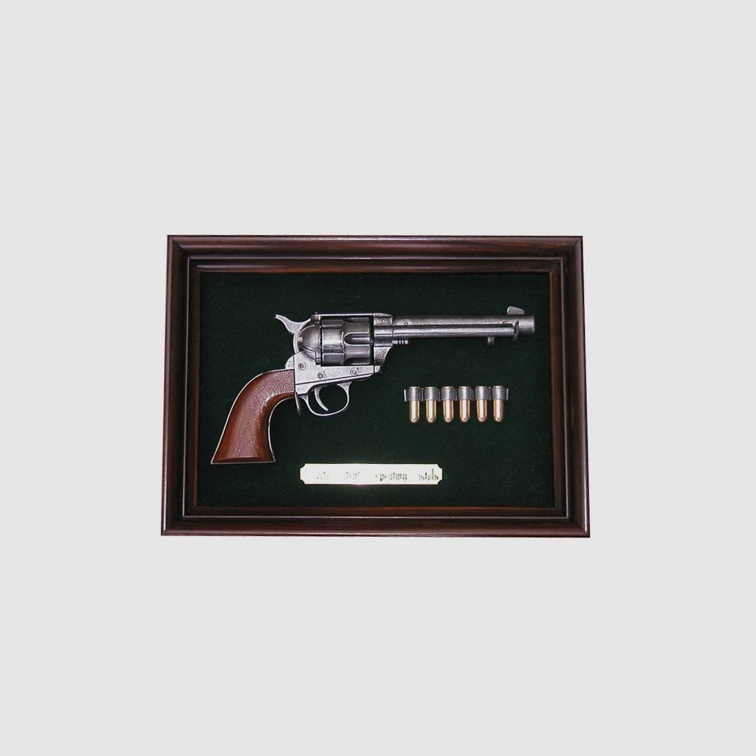 B-Ware Bilderrahmen mit Deko Revolver Colt Single Action Army .45 5,5 Zoll altgrau