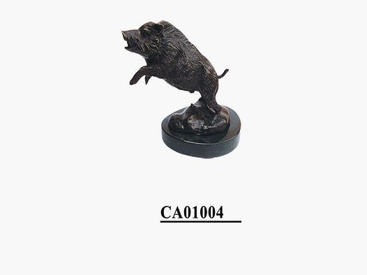 Lovergreen groe Bronzestatue Motiv angreifendes Wildschwein Klauen zum Kampf erhoben