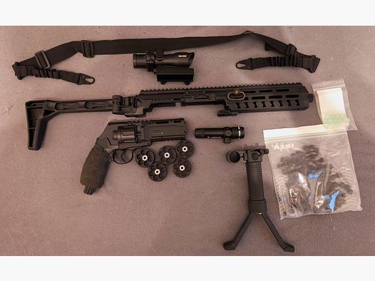 Set de défense domestique RAM : Kit tactique pour Umarex TR 50 incluant le revolver HDR 50 + point rouge + poignée avec bipied repliable