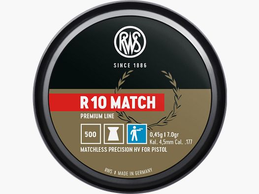 RWS R-10 Match 500er Dose. 0,45g Luftpistole Premium Line