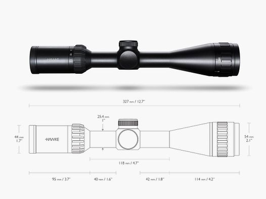 Zielfernrohr Hawke Airmax 4-12x40 AMX, 1 Zoll Tubus, AMX Absehen unbeleuchtet