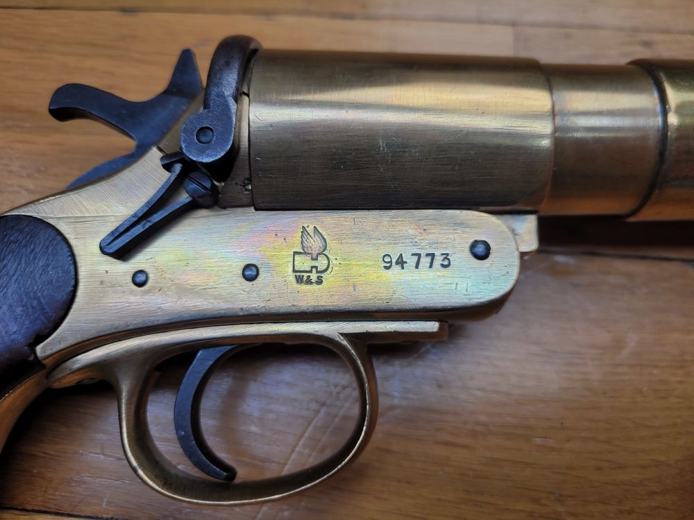 Mooie Signaalpistool Webley & Scott No.1 Mk III* – Kaliber 4 of 26,5mm – Model 1916 – 1e en 2e Wereldoorlog – Wapen uit 1918 – 100% messing – mooie stempels – uitstekende staat!, afbeelding 1 van 19