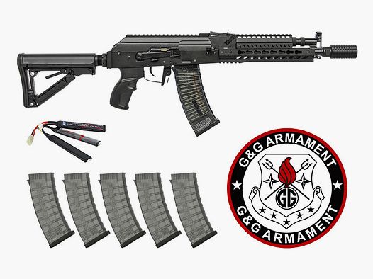 G&G RK74-E ETU-Mosfet Full Metal S-AEG – 5 Magazines – LiPo Battery - NEW