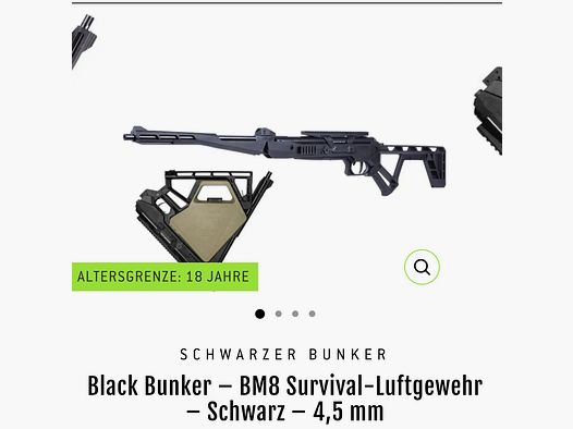 Black Bunker BM8 faltbares Survival Air Gun Luftgewehr Knicklauf Kal. 4,5 mm Diabolo schwarz