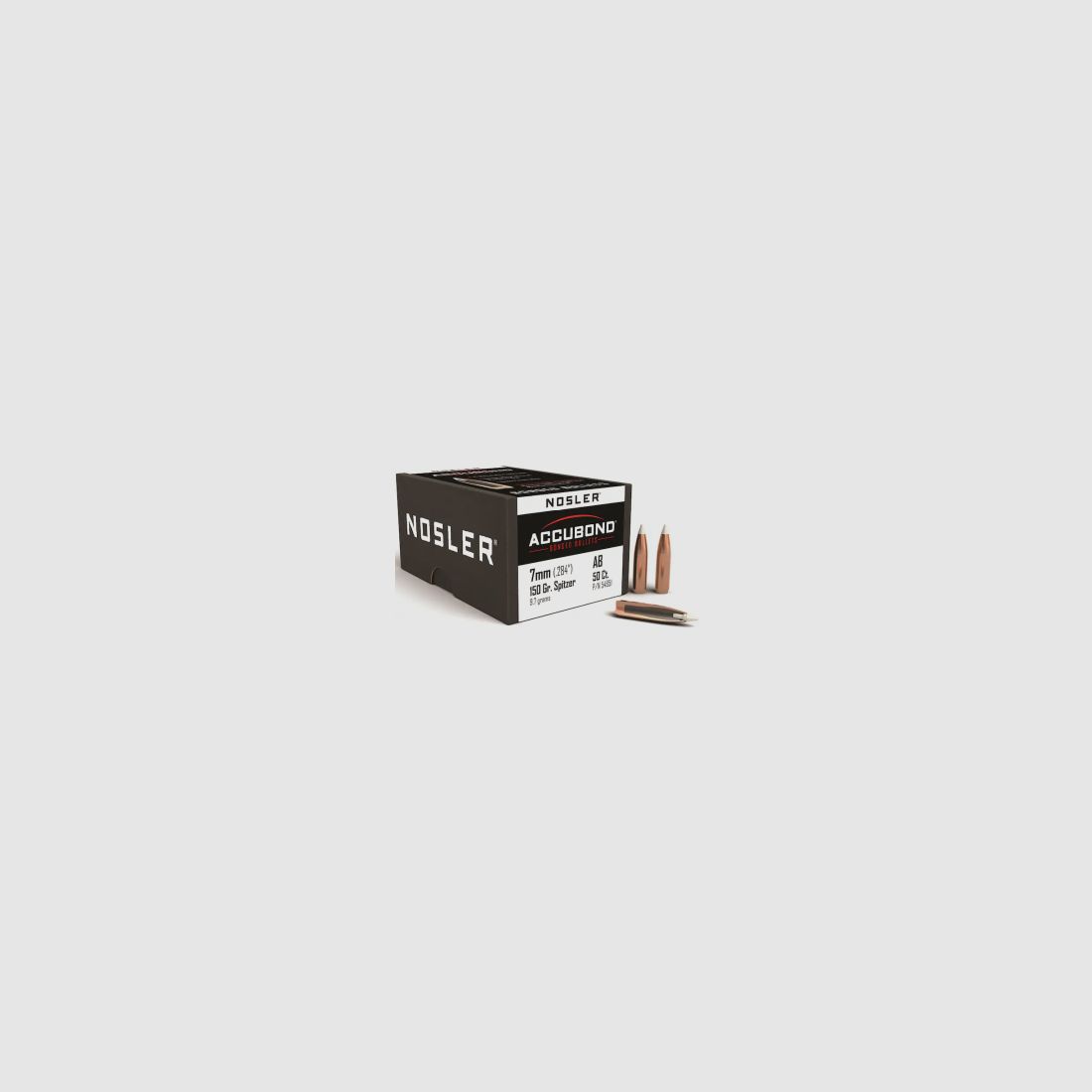 Balle Nosler 7mm/.284 Accubond 150GR Bonded Tipped Boat Tail 50 pièces