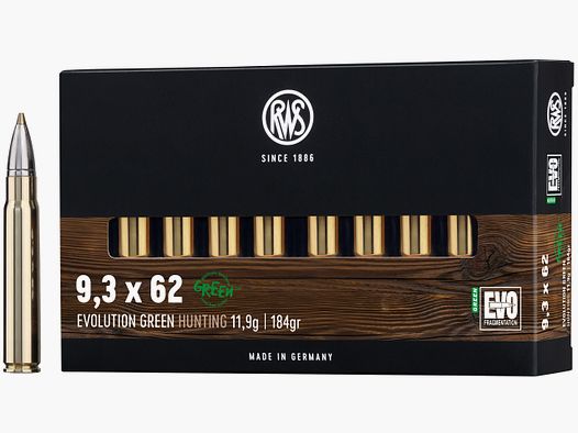 RWS Cartucce per fucile Evolution Green 9,3x62. 184 grains