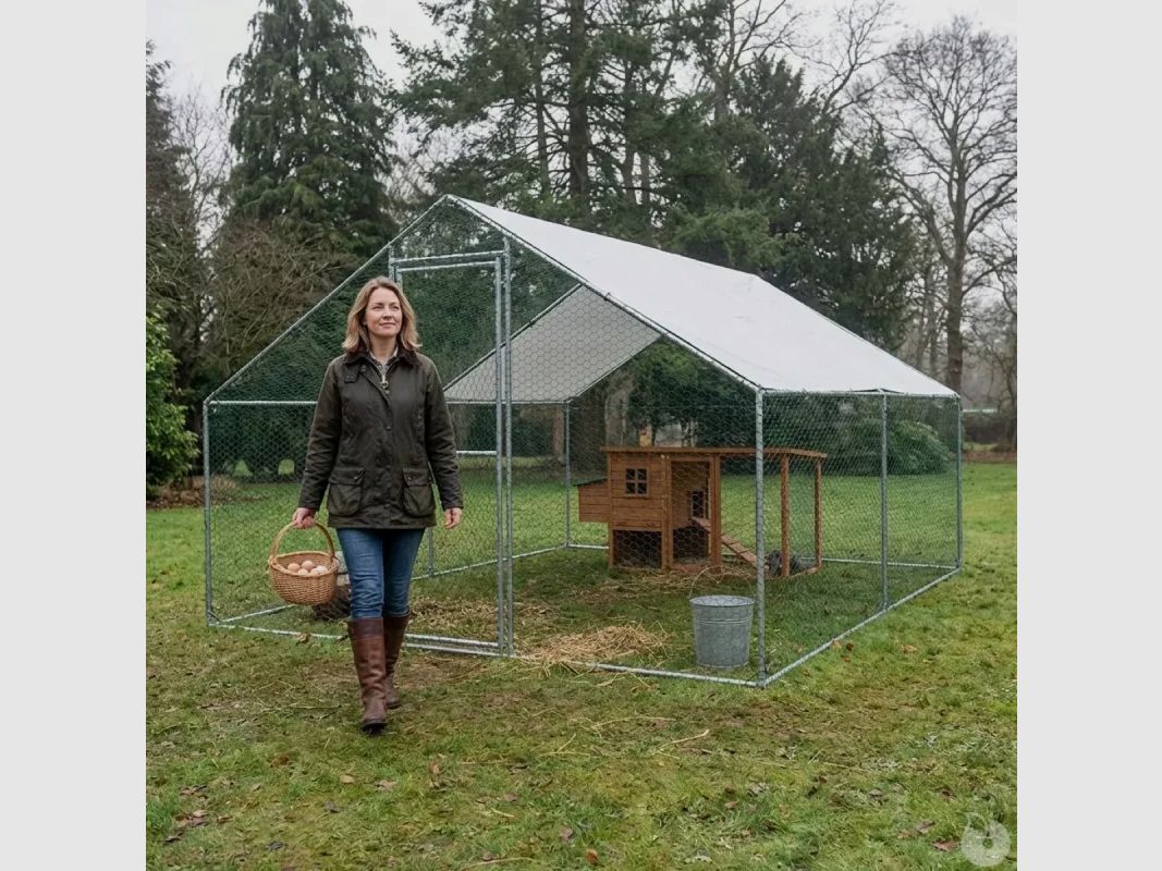 Galvanized metal poultry enclosure 12 m² – mesh 25 mm, image 1 of 4